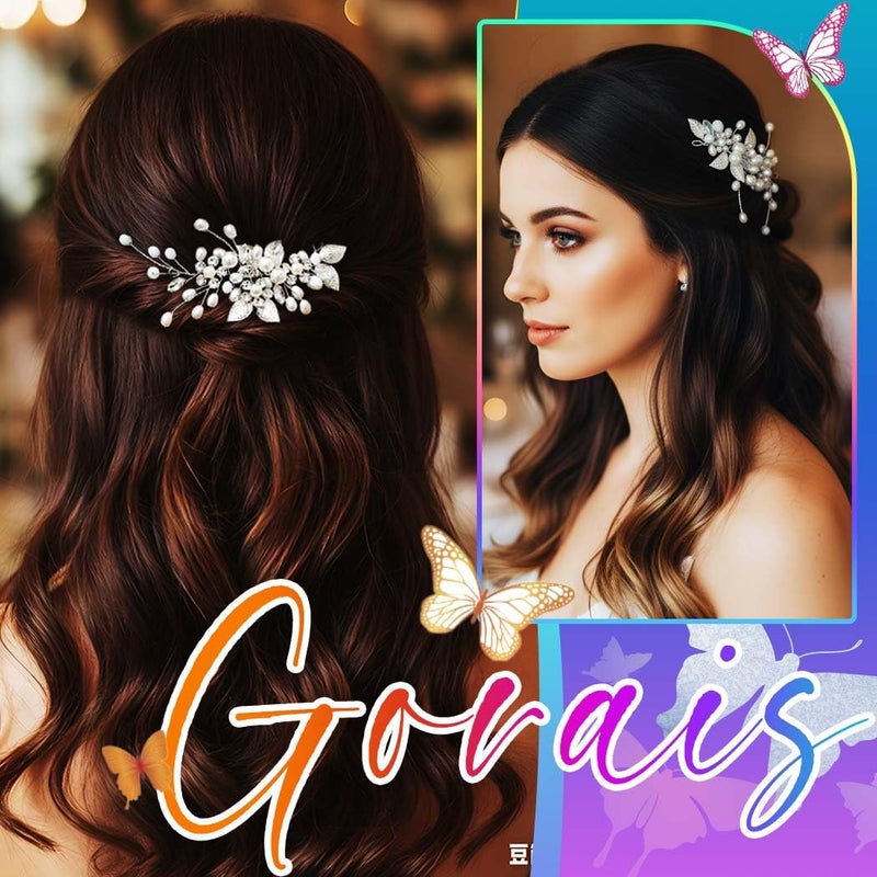 Gorais Bride Wedding Hair Vine Pearl Bridal Headpieces Leaf Hair Accessories for Women and Girls - Image 5